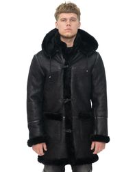 Infinity Leather - Winter Sheepskin Hooded Duffle Coat-Helsinki - Lyst
