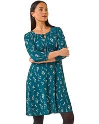 Roman - Petite Floral Tie Front Stretch Dress - Lyst