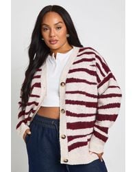 Boohoo - Plus Printed Knit Oversized Boyfriend Cardigan - Lyst