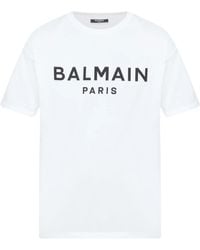 Balmain - Paris Bold Brand Logo T-Shirt Cotton - Lyst
