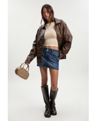 Boohoo - Double Button Denim Mini Skirt - Lyst