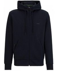 BOSS - Saggy Stretch Cotton Zip-Up Hoodie With Logo Print Nos - Lyst