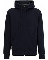 BOSS - Saggy Stretch Cotton Zip-Up Hoodie With Logo Print Nos - Lyst