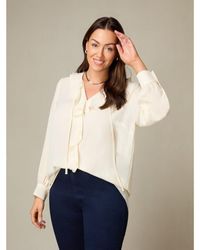 Live Unlimited - Petite Ivory Ruffle Front Blouse - Lyst