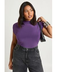 Boohoo - Plus Shoulder Pad Sleeveless Bodysuit - Lyst