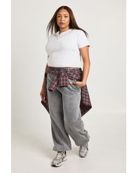 Boohoo - Plus Acid Washed Wide Leg Cargo Joggers - Lyst