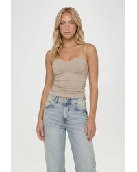 Boohoo - Bengaline Ruched Side Strappy Corset Top - Lyst