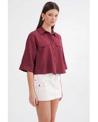 MixRay - Short Sleeve Crop Poplin Shirt - Lyst