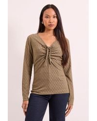 PRINCIPLES - Front Tie Rushed Jersey Top - Lyst