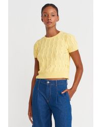 Dilvin - Textured Ribbed Crop Blouse - Lyst