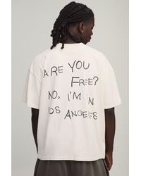 BoohooMAN - Washed Stone Oversized Boxy Los Angeles Slogan Print T-Shirt - Lyst
