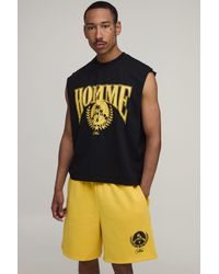 BoohooMAN - Homme Printed Oversized Boxy Drop Armhole Tank & Baggy Short Set - Lyst