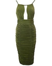 Rare London - Cut-Out Detail Ruched Midi Dress - Lyst