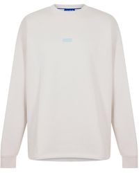 HUGO - Crew Neck Ribbed Collar Long Sleeve Sweatshirt - Lyst