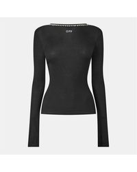Off-White c/o Virgil Abloh - Off Slim Fit Boat Neck Long Sleeve Top - Lyst