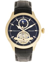 Heritor - Gregory Semi-Skeleton Leather-Band Watch - Lyst