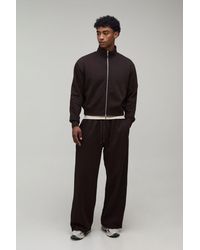 BoohooMAN - Oversized Boxy Zip Through Funnel Neck And Wide Leg Jogger - Lyst
