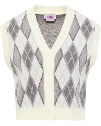 myMo - Gebreide Vest Blonda Wol Wit Veelkleurig - Lyst
