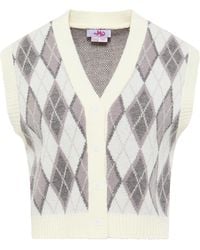 myMo - Gebreide Vest Blonda Wol Wit Veelkleurig - Lyst