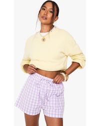 Boohoo - Seersucker Gingham Drawstring Waist Shorts - Lyst