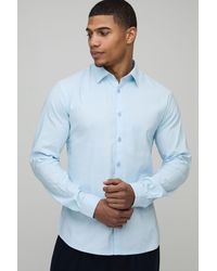 BoohooMAN - Slim Fit Long Sleeve Cotton Shirt - Lyst