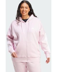 adidas - Essentials 3-Stripes Full-Zip Fleece Hoodie (Plus Size) - Lyst