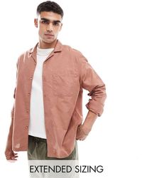 ASOS - Relaxed Linen Blend Shirt With Revere Collar - Lyst
