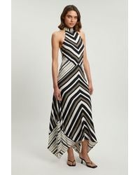 Karen Millen - Contrast Stripe Viscose Maxi Halter Dress - Lyst