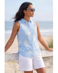 Roman - Stripe Leaf Embroidered Button Up Blouse - Lyst