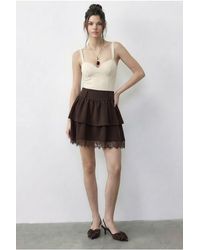 Bianco Lucci - High-Waist Lace Mini Skirt - Lyst