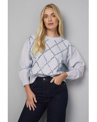 Wallis - Petite Sequin Diamond Jumper - Lyst