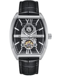 Heritor - Masterson Semi-Skeleton Leather-Band Watch - Lyst