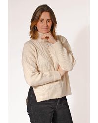 Naf Naf - Chunky Cable Knit Roll Neck Jumper - Lyst