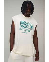 BoohooMAN - Tall Oversized Postcard Print Tank Cotton - Lyst