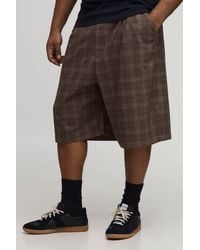 BoohooMAN - Plus Check Pleat Front Wide Longline Leg Jorts - Lyst