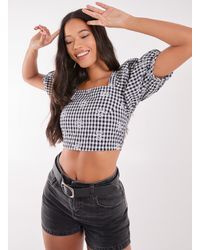 Pink Vanilla - Tie Back Gingham Crop Top - Lyst