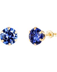 The Jewellery Stockroom - 9Ct 7Mm Tanzanite Cubic Zirconia Stud Earrings - Lyst