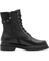 Tamaris - Fashion Leather Lace-Up Zip Combat Ankle Boots - Lyst