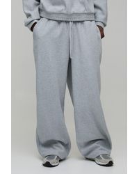 BoohooMAN - Tall Wide Leg Melton Seam Detail With Extended Drawcords Jogger - Lyst