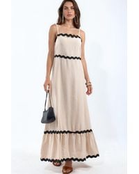 Msn-Collection - Strapless Linen Maxi Dress - Lyst