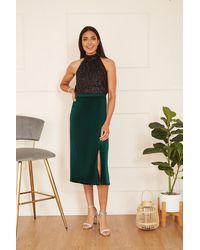 Yumi' - Velvet Skirt With Front Slit - Lyst