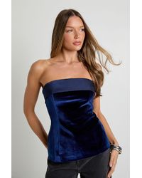 Boohoo - Foldover Velvet Bandeau Top - Lyst
