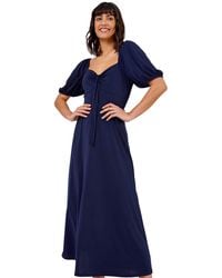 Roman - Ruched Jersey Tie Detail Midi Dress - Lyst
