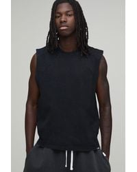 BoohooMAN - Boxy Seam Detail Washed Premium Interlock Tank - Lyst