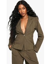 Boohoo - Tailored Linen Look Single Breast Blazer - Lyst