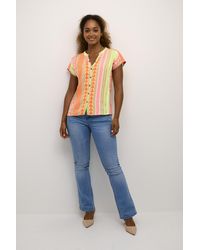 Cream - Blouse Met Korte Mouwen Loose Fit Multicolour - Lyst