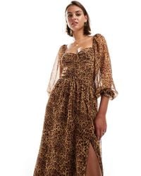 Miss Selfridge - Chiffon Corset Lace Up Maxi Dress - Lyst