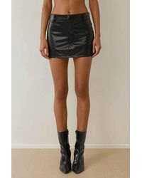 Hiccup - Vegan Leren Lage Taille Aansluitend Mini Rok - Lyst
