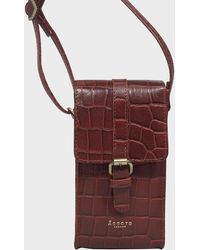 Assots London - 'petra' Red Croc Real Leather Mobile Phone Crossbody Bag - Lyst