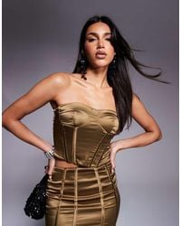 ASOS - Co-Ord Stretch Satin Strapless Corset Top - Lyst